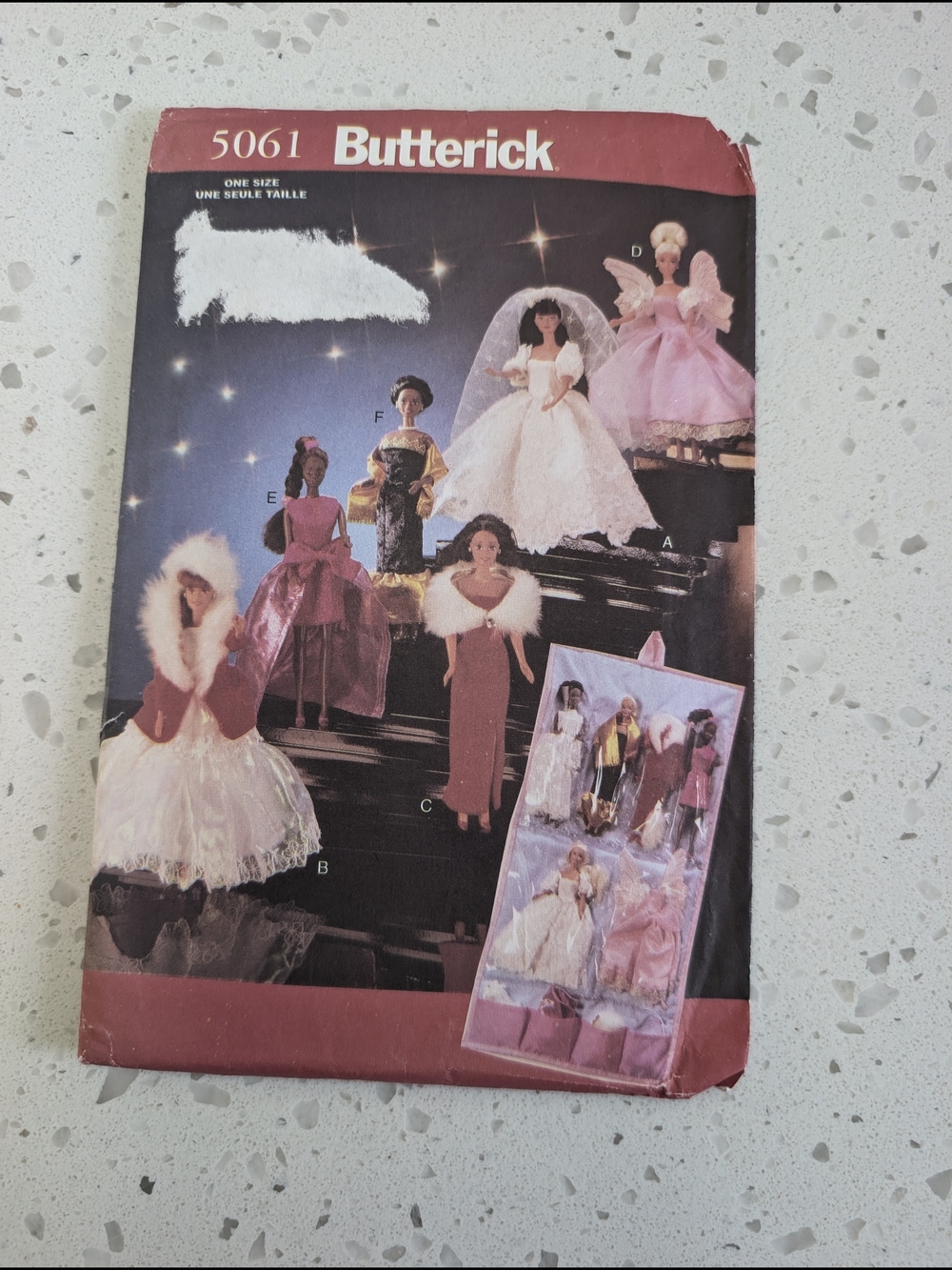 Butterick 5061 Doll Fashion Sewing Pattern - Pink and White